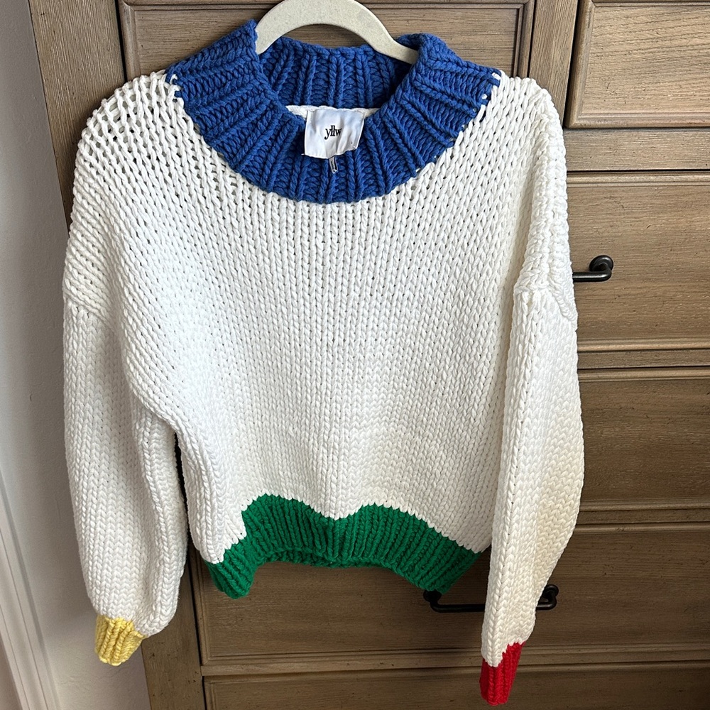 Color Block Knit Turtleneck Sweater